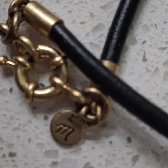 Madewell Gold Statement Necklace with Black Cord - Picture 2 of 7